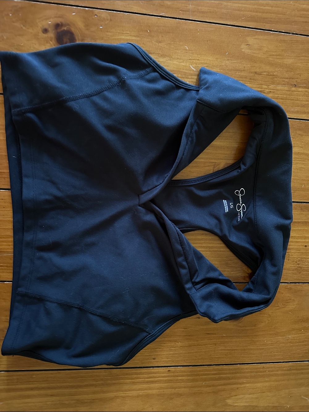 Jessica Simpson Black Racerback Sports Top with Built in Padding